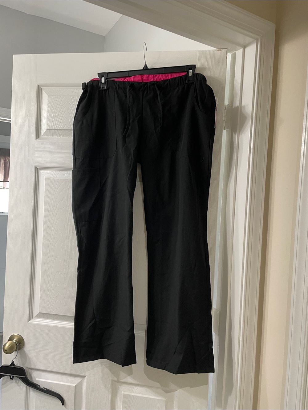 Black scrub Pants with Pink Waistband size 1x NWT.